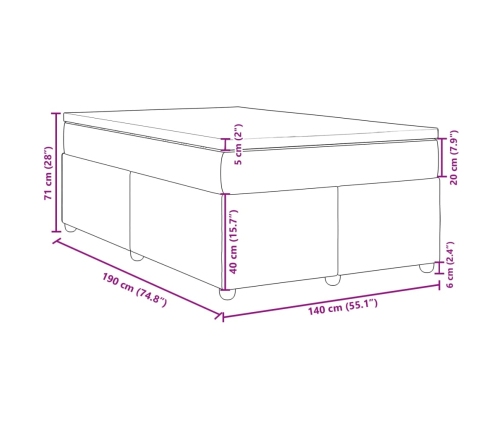 Cama box spring con colchón tela gris claro 140x190 cm