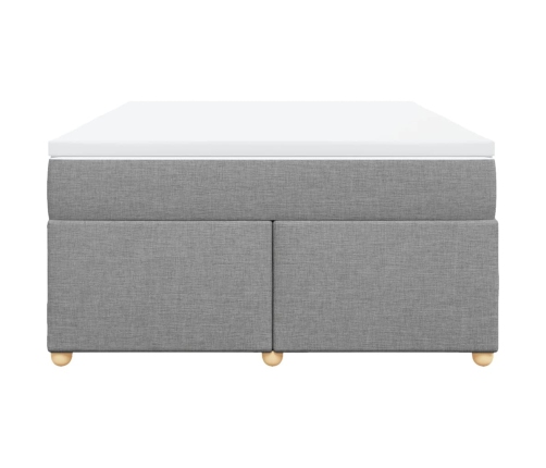 Cama box spring con colchón tela gris claro 140x190 cm