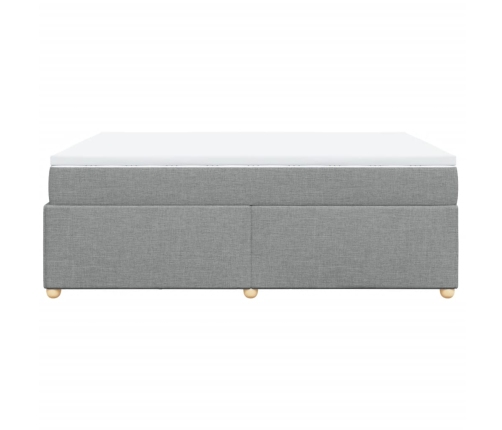 Cama box spring con colchón tela gris claro 140x190 cm