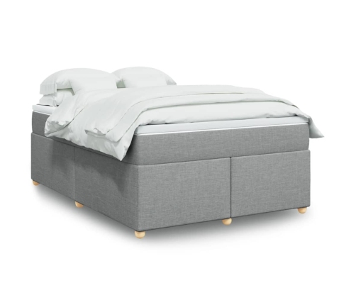 Cama box spring con colchón tela gris claro 140x190 cm