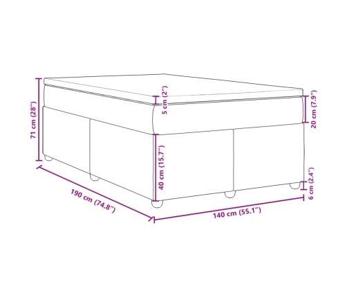 Cama box spring con colchón tela azul 140x190 cm