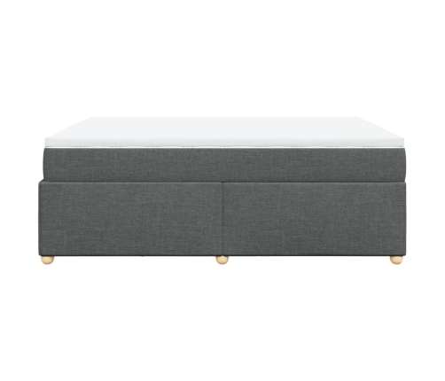 Cama box spring con colchón tela gris oscuro 140x200 cm