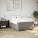 Cama box spring con colchón tela gris taupe 140x200 cm