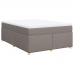 Cama box spring con colchón tela gris taupe 140x200 cm