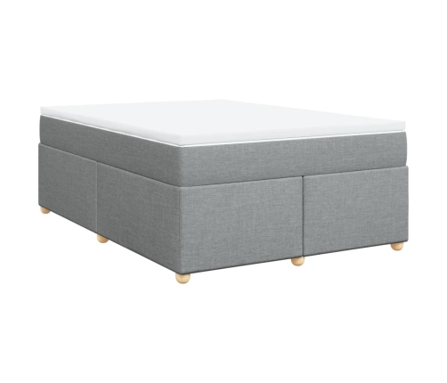 Cama box spring con colchón tela gris claro 160x200 cm