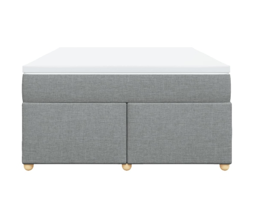 Cama box spring con colchón tela gris claro 160x200 cm