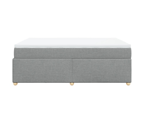 Cama box spring con colchón tela gris claro 160x200 cm
