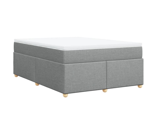 Cama box spring con colchón tela gris claro 160x200 cm