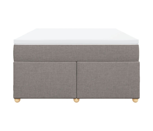 Cama box spring con colchón tela gris taupe 160x200 cm