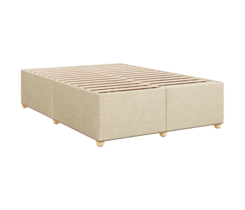 Cama box spring con colchón tela color crema 160x200 cm