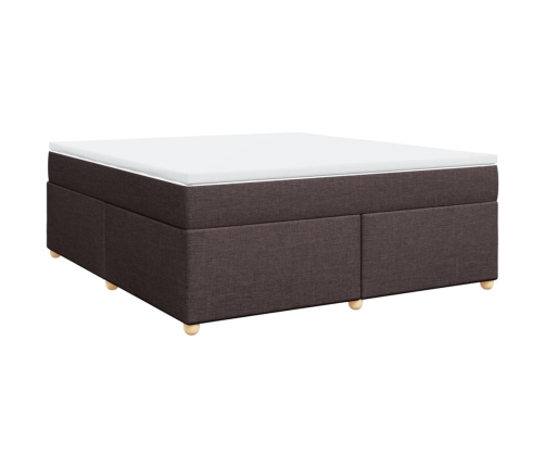 Cama box spring con colchón tela marrón oscuro 180x200 cm