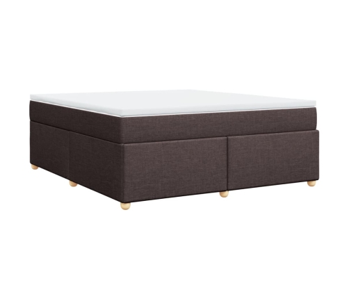 Cama box spring con colchón tela marrón oscuro 180x200 cm