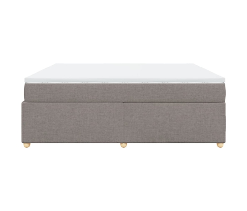 Cama box spring con colchón tela gris taupe 180x200 cm