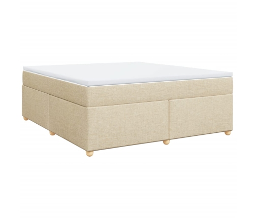 Cama box spring con colchón tela color crema 180x200 cm