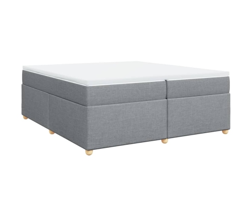 Cama box spring con colchón tela gris claro 200x200 cm