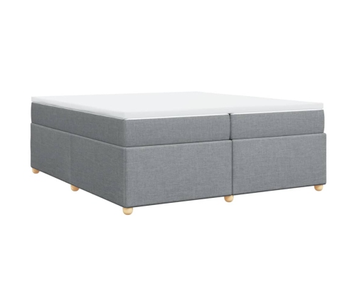 Cama box spring con colchón tela gris claro 200x200 cm