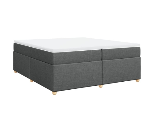 Cama box spring con colchón tela gris oscuro 200x200 cm