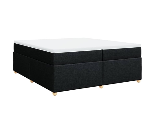 Cama box spring con colchón tela negro 200x200 cm