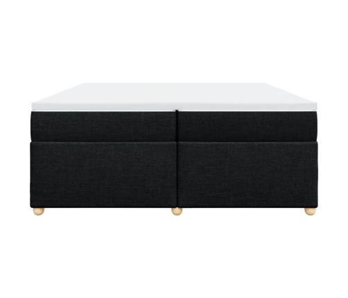 Cama box spring con colchón tela negro 200x200 cm