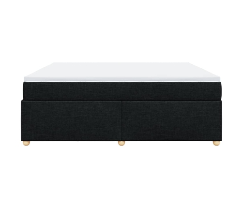 Cama box spring con colchón tela negro 200x200 cm