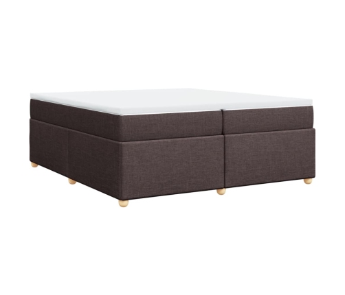 Cama box spring con colchón tela marrón oscuro 200x200 cm