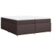 Cama box spring con colchón tela marrón oscuro 200x200 cm