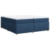 Cama box spring con colchón tela azul 200x200 cm