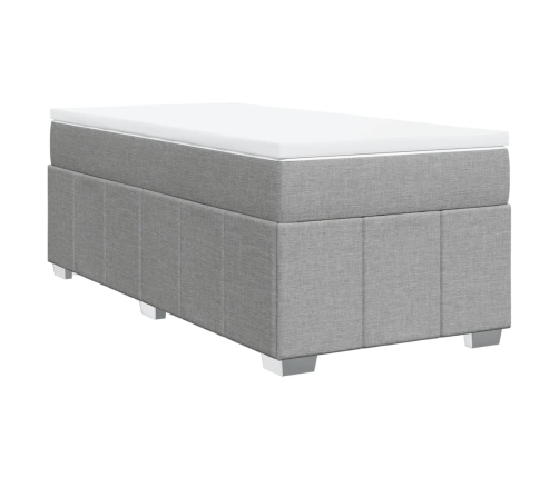 Cama box spring con colchón tela gris claro 80x200 cm