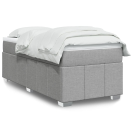 Cama box spring con colchón tela gris claro 80x200 cm