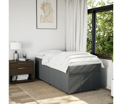 Cama box spring con colchón tela gris oscuro 80x200 cm