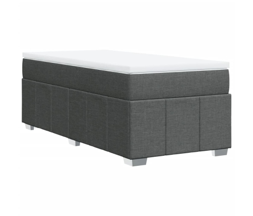 Cama box spring con colchón tela gris oscuro 80x200 cm