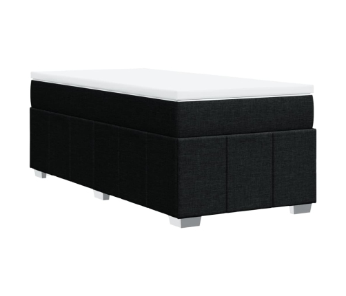 Cama box spring con colchón tela negro 80x200 cm