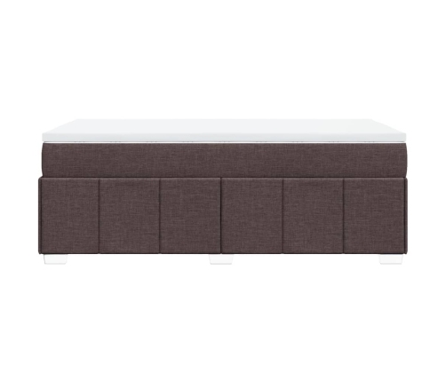 Cama box spring con colchón tela marrón oscuro 80x200 cm