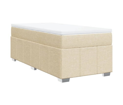 Cama box spring con colchón tela color crema 80x200 cm