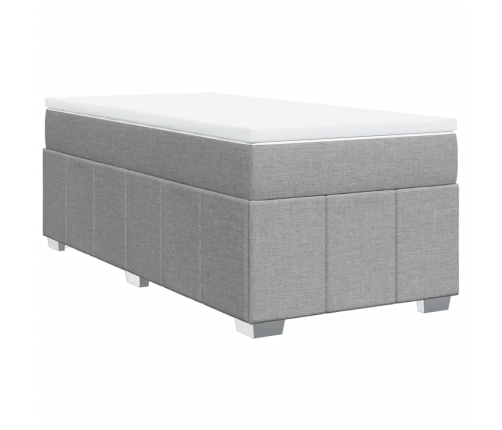 Cama box spring con colchón tela gris claro 90x190 cm