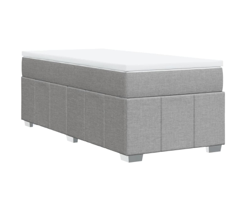 Cama box spring con colchón tela gris claro 90x190 cm