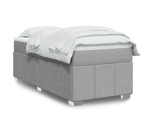 Cama box spring con colchón tela gris claro 90x190 cm
