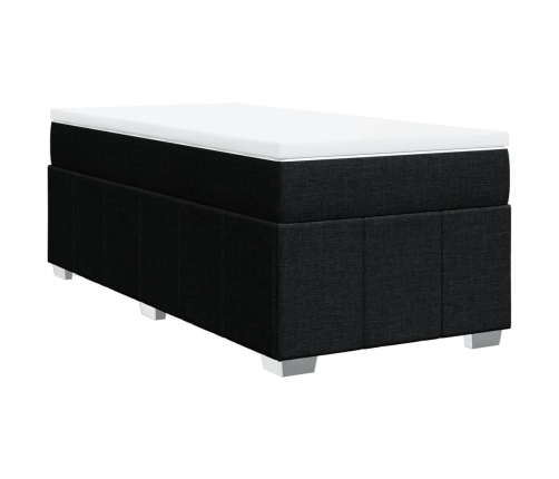 Cama box spring con colchón tela negro 90x190 cm