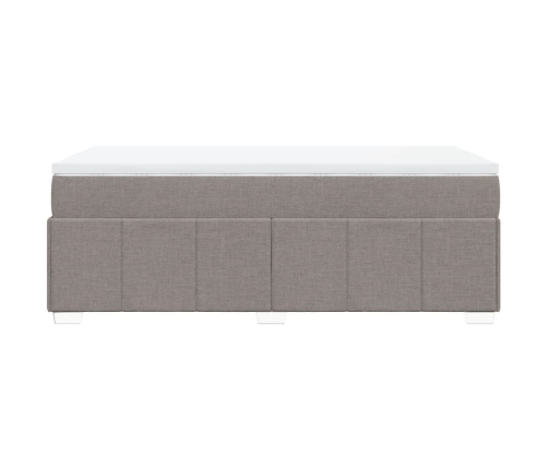 Cama box spring con colchón tela gris taupe 90x190 cm