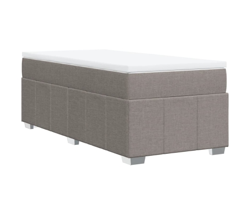 Cama box spring con colchón tela gris taupe 90x190 cm