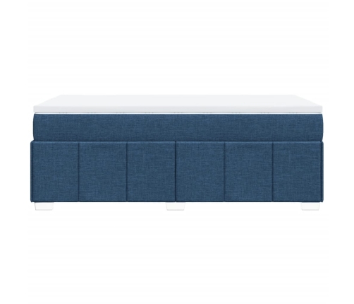 Cama box spring con colchón tela azul 90x190 cm