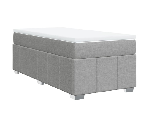 Cama box spring con colchón tela gris claro 90x200 cm