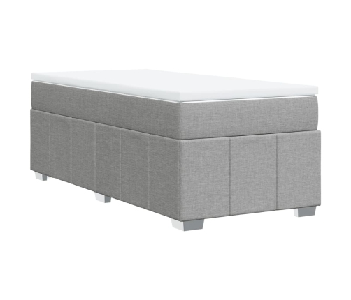 Cama box spring con colchón tela gris claro 90x200 cm