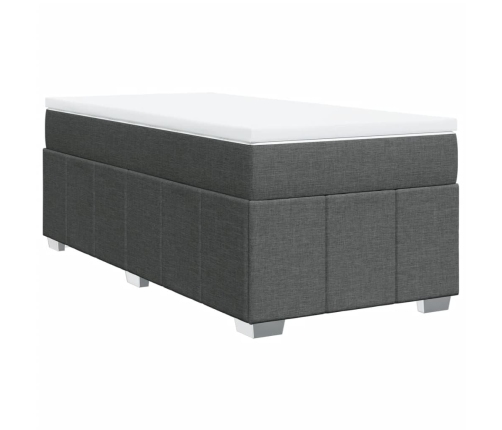 Cama box spring con colchón tela gris oscuro 90x200 cm