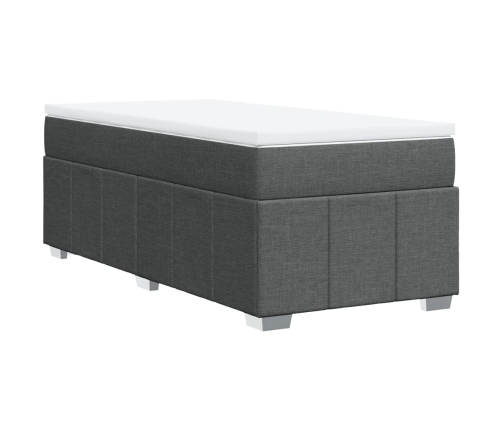 Cama box spring con colchón tela gris oscuro 90x200 cm