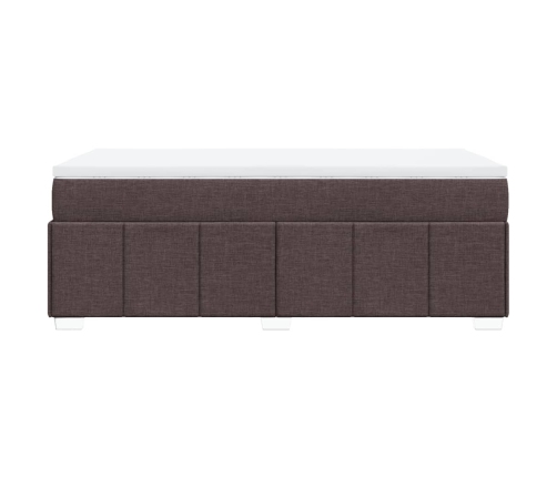 Cama box spring con colchón tela marrón oscuro 90x200 cm