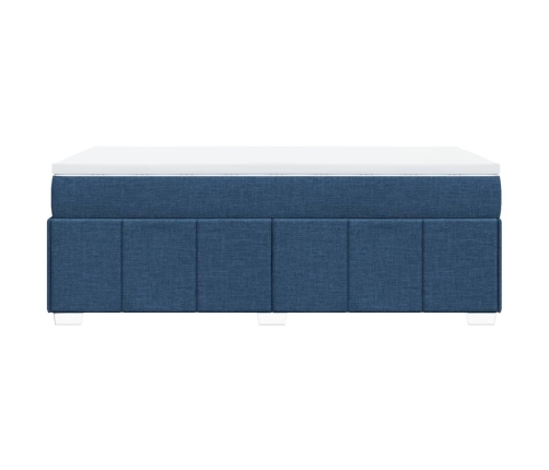 Cama box spring con colchón tela azul 90x200 cm