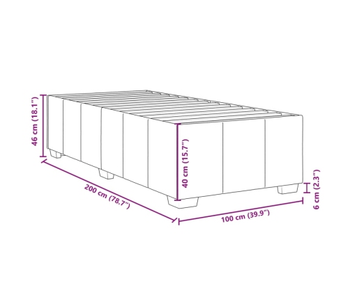 Cama box spring con colchón tela gris claro 100x200 cm