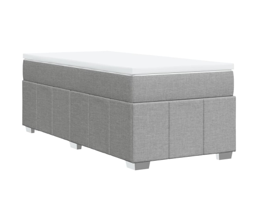 Cama box spring con colchón tela gris claro 100x200 cm