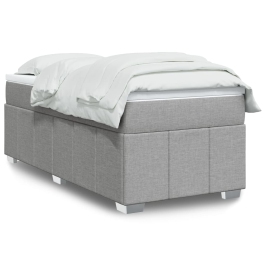 Cama box spring con colchón tela gris claro 100x200 cm